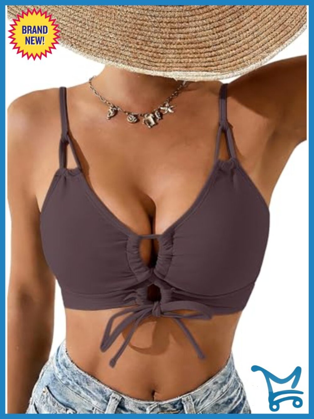 Women's Sexy Push Up Bikini Top Lace Up Cutout Swim Top